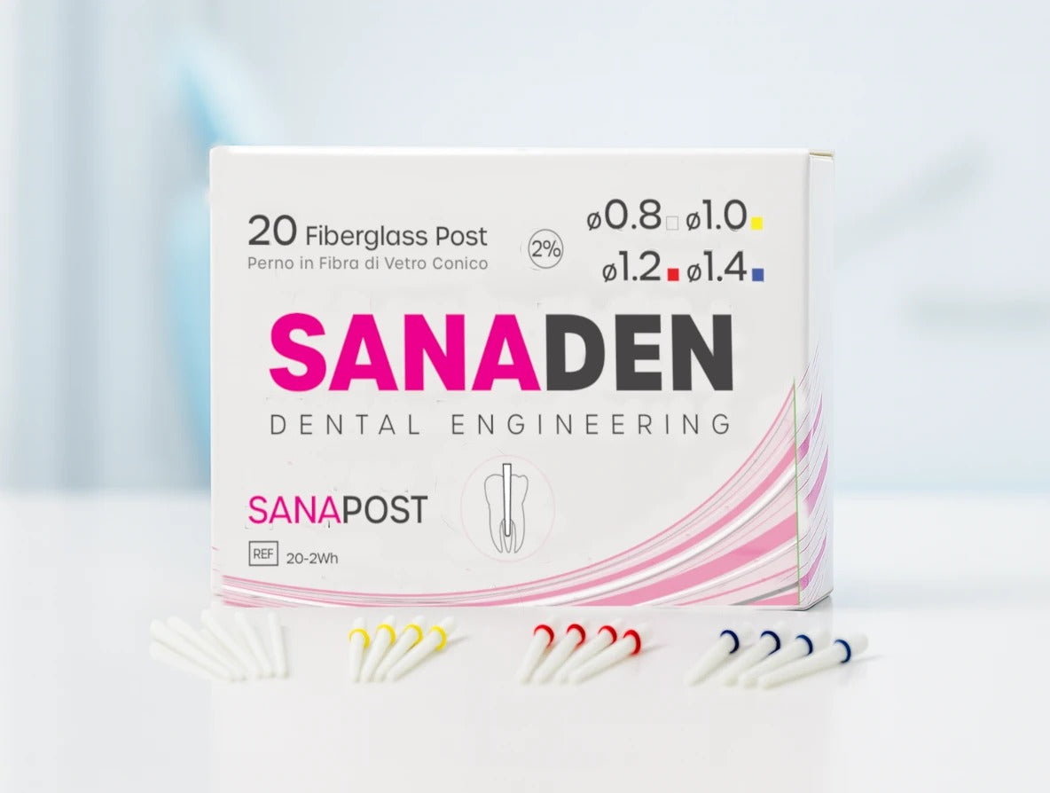 Sanaden Sanapost kūginiai stiklo pluošto kaiščiai – 20 vnt. rinkinys Ø 0,8 / 1,0 / 1,2 / 1,4 mm (REF 20-2Wh)