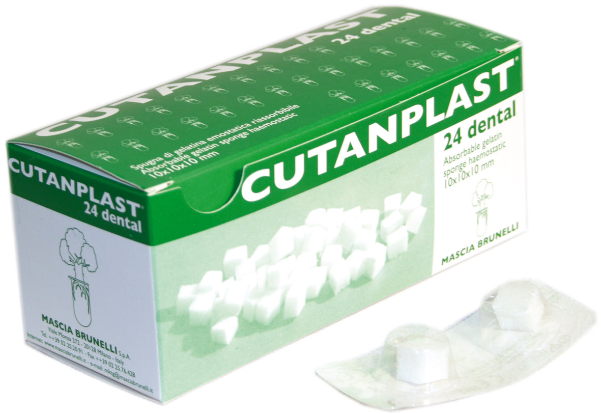Cutanplast Dental (Mascia Brunelli) rezorbuojamų želatinos kempinėlių pakuotė