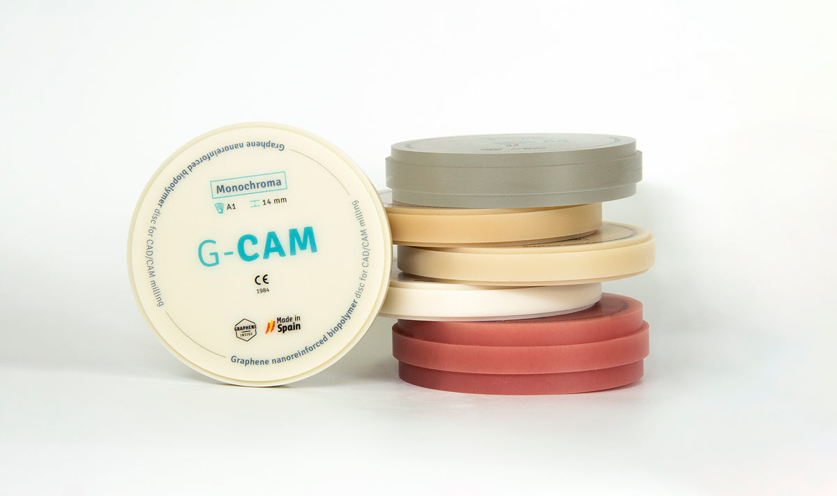 Graphenano G-CAM diskų atspalviai – dantų ir dantenų spalvų CAD/CAM diskai