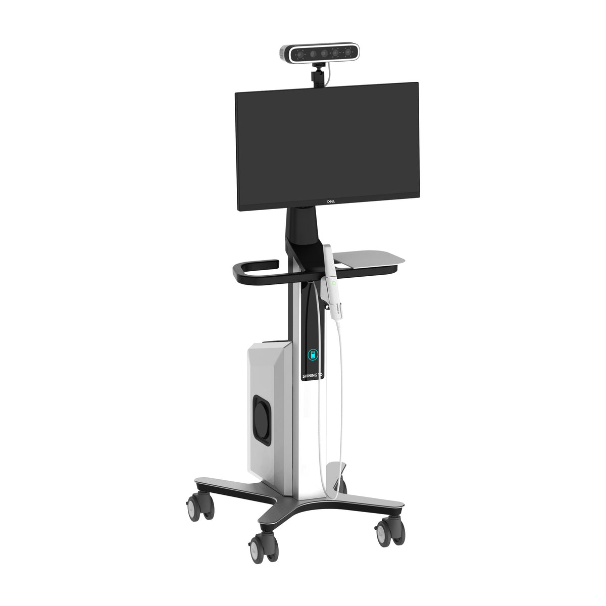 e-Motion vežimėlis iš šono su skenerio laikikliu
